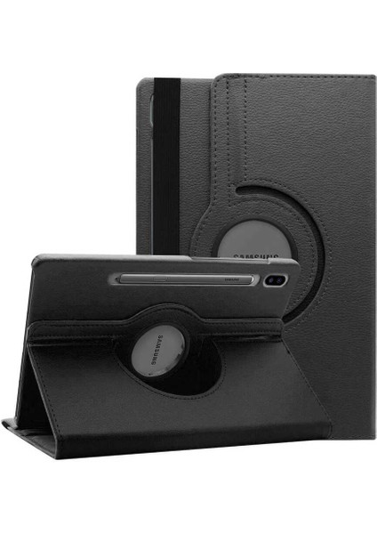 Galaxy Tab S7 Plus T970 Uyumlu Tkdw Dönebilen Standlı Kılıf-Siyah