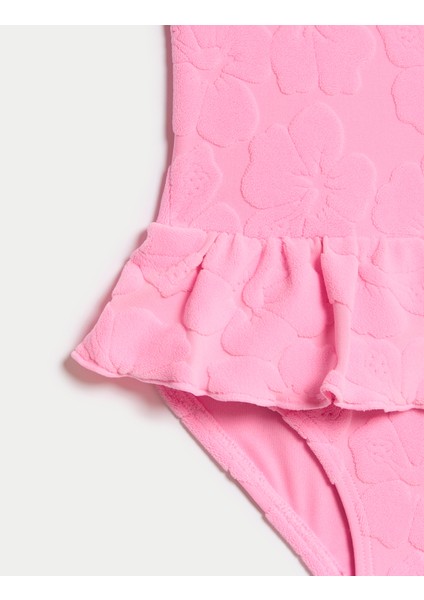 Çiçek Dokulu Fırfırlı Mayo (2-8 Yaş)