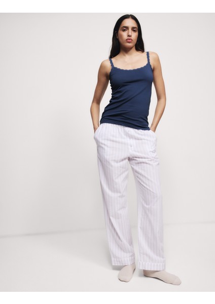 3'lü Pamuklu Dantel Kenarlı Atlet