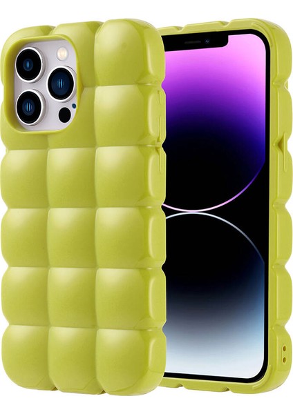 Apple iPhone 14 Pro Max Kılıf Parlak Esnek Silikon Tkdw Dom Dom Kapak-Yeşil