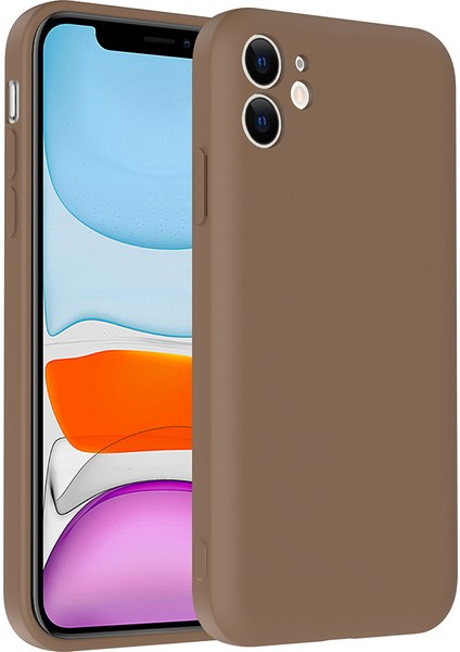 iPhone 11 Kılıf Kamera Korumalı Kartlık Hazneli Tkdw Vitra Kapak - Kahverengi