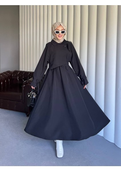 Kadın Oversize Modern Dökümlü Trençkot