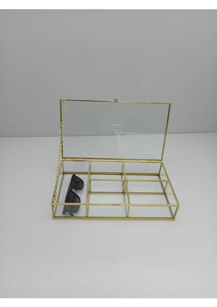 30X20X5 cm Çok Amaçlı Cam Kutu, Dolap ve Makyaj Masası Düzenleyici