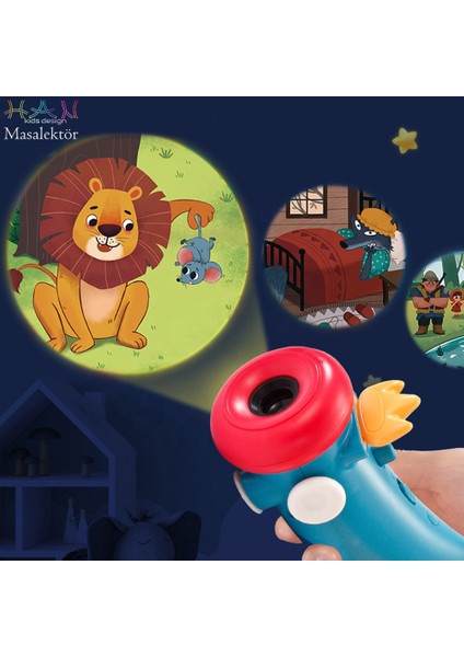 Masalektör – Çocuklar Için Uyku Öncesi Masal Projektörü + Taşıma Çantası ve Türkçe+Ingilizce Masal Kitapçığı / Uyku Eğitimi Için Teknolojik Interaktif Uyku Rutin Alternatifi