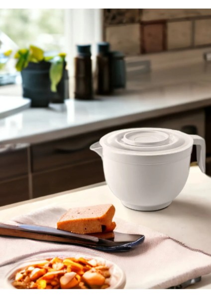 3 Litre Kapaklı Karıştırma ve Çırpma Kabı, Gri Renkli, Kullanışlı ve Dayanıklı fırsatları