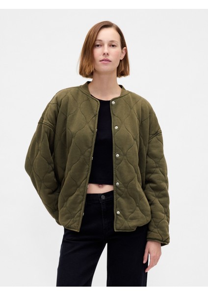 Kadın Haki Vintagesoft Kapitone Oversized Ceket