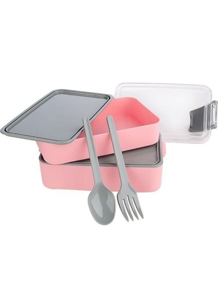 2 Adet 2 Katlı Mavi ve Pembe Beslenme Kutusu, Ergonomik ve Şık Tasarım fiyatları