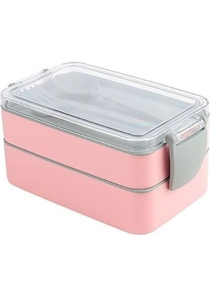 2 Adet 2 Katlı Mavi ve Pembe Beslenme Kutusu, Ergonomik ve Şık Tasarım modelleri