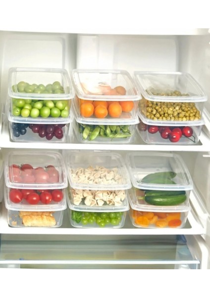 Şeffaf 1350 ml Saklama Kabı Seti, Difriz Uyumlu, 12 Adet, Buzdolabı Düzenleyici fırsatları
