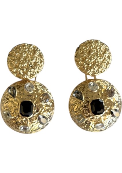 Sallantılı Taşlı Yuvarlak Küpe