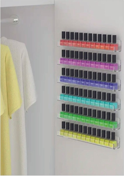 2 Pleksi Oje Rafı 38CM, 2'li, Bej Akrilik, Estetik ve Şık Takım modelleri