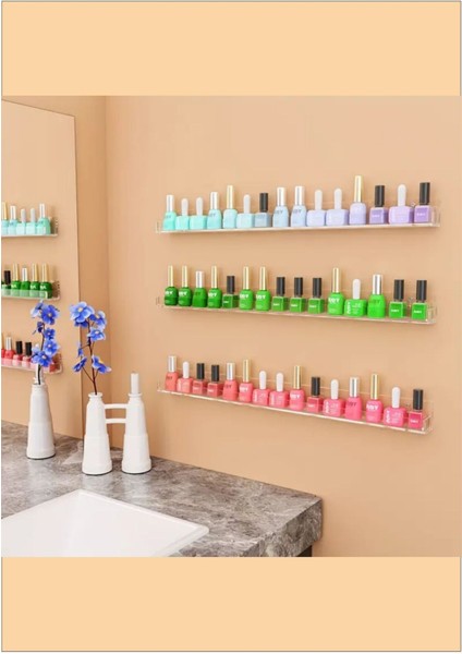 2 Pleksi Oje Rafı 38CM, 2'li, Bej Akrilik, Estetik ve Şık Takım fırsatları