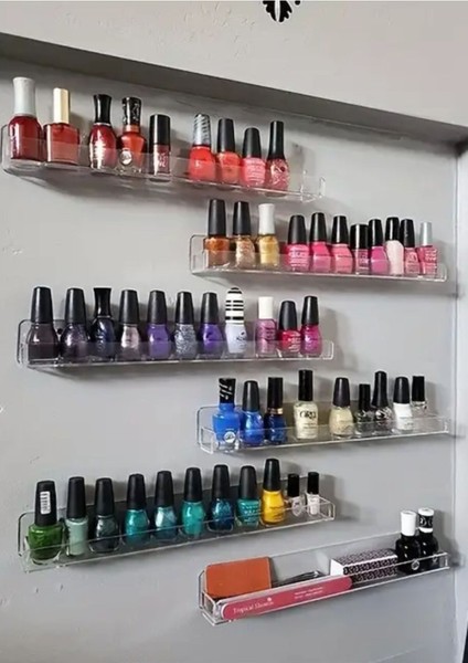 2 Pleksi Oje Rafı 38CM, 2'li, Bej Akrilik, Estetik ve Şık Takım indirimleri