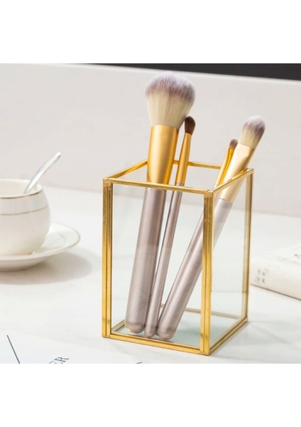 Altın Renkli Cam Makyaj Fırça Organizeri, Şık ve Kullanışlı Tasarım fiyatları