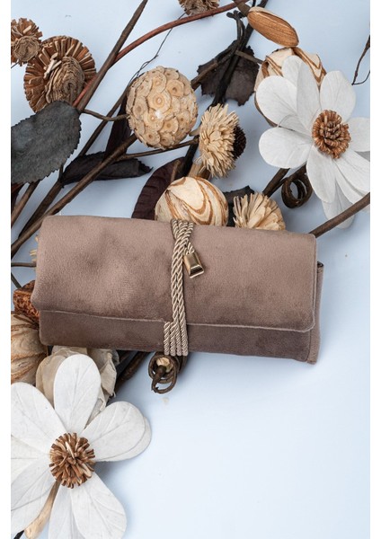 Katlanabilir Rulo Takı ve Seyahat Çantası, Koyu Kahve, Çok Renkli Tasarım