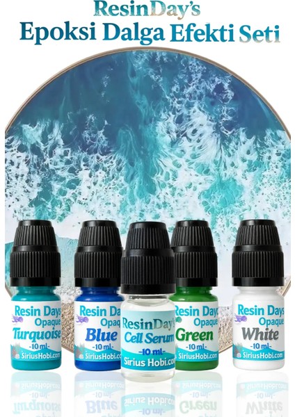 Epoksi Reçine Için Dalga Hücre Efekti Boya Pigment Seti -Resin Day’s Cell Serum 5X10ML