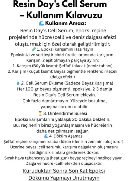 Epoksi Reçine Için Dalga Hücre Efekti Boya Pigment Seti -Resin Day’s Cell Serum 5X10ML fiyatları