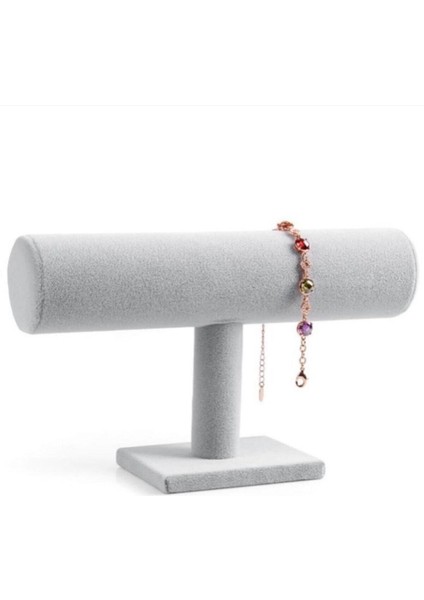 Gri Süet Takı ve Saat Standı, Askılık, Dekorasyon Aksesuarı