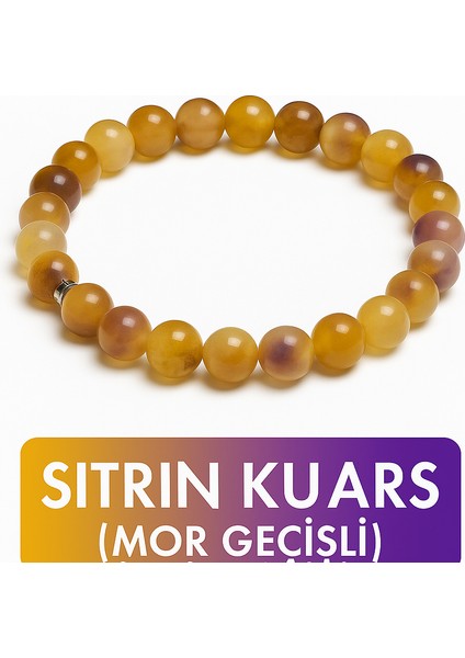 Doğal Mor-Sarı Akik Taş Bileklik – Enerji ve Ruhsal Denge Bilekliği, Unisex Elastik Tasarım