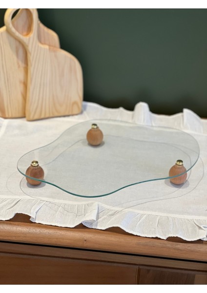 Ahşap Top Ayaklı Eğri Cam Sunumluk ve Organizer, Şık ve Kullanışlı Tasarım fırsatları