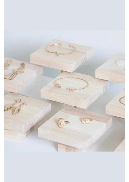 Şık Bej Takı Düzenleyici, Mini Küpe ve Yüzük Standı, 8 cm fiyatları