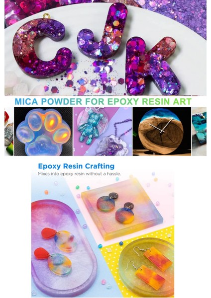 Epoksi Reçine Başlangıç Seti–32 Parça Renkli Pigment+Mica Toz + Sim Pul Seti |uv ve Epoksi Uyumlu modelleri