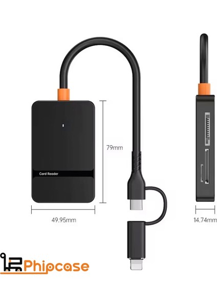 Lightning + Usb-C Ms Cf Tf/sd Dhc Sdxc Kamera Tak Çalıştır Type C USB 3.0 Data Kart Okuyucu - CZ79 fiyatları