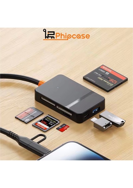 Lightning + Usb-C Ms Cf Tf/sd Dhc Sdxc Kamera Tak Çalıştır Type C USB 3.0 Data Kart Okuyucu - CZ79 fırsatları