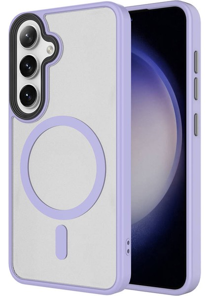 Galaxy S24 Kılıf Sert Pc Arka Yüzey Wireless Şarj Özellikli Tkdw Flet Magsafe Kapak-Lila