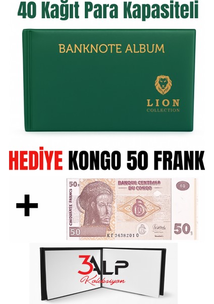Lion Kağıt Para Cep Albümü - 20 Sayfa - Yeşil
