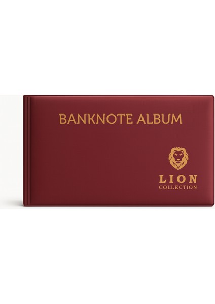 Lion Kağıt Para Cep Albümü - 20 Sayfa - Bordo modelleri