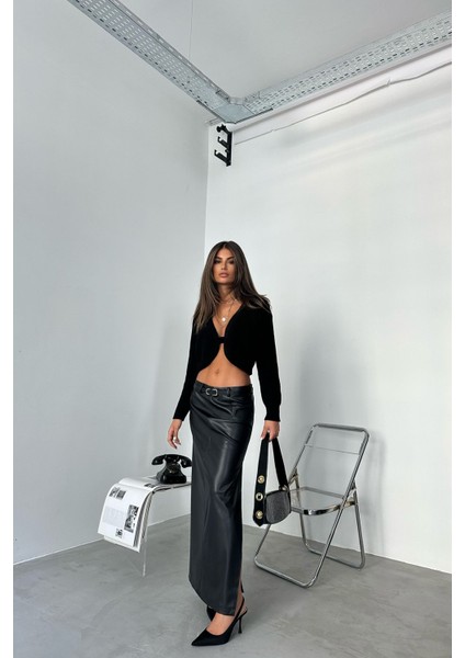 Kadın V Yaka Bol Kesim Hırka Natural