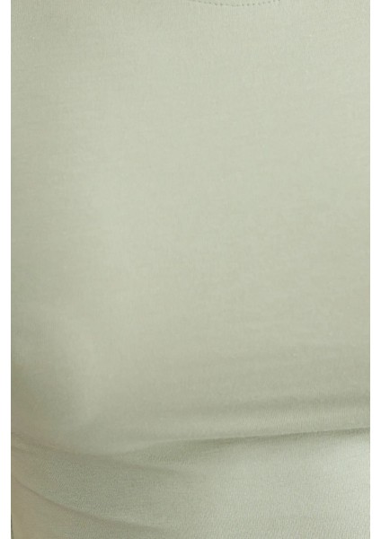 Kadın Bisiklet Yaka Temel Crop Top Green