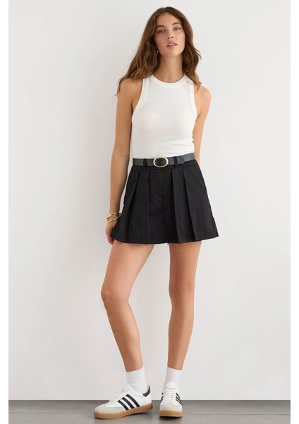 Kadın Mavi Renk Halter Yaka Basic Tank Top White