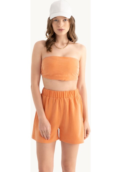 Kadın Amerikan Koltsuz Temel Crop Top Orange indirimleri