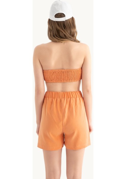 Kadın Amerikan Koltsuz Temel Crop Top Orange