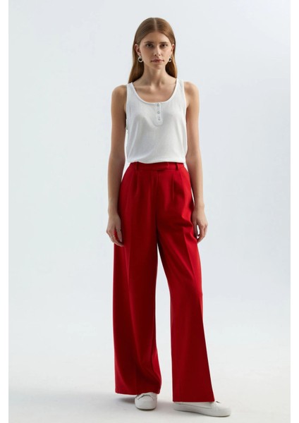 Kadın Yuvarlak Yaka Düğmeli Askılı Tişört White