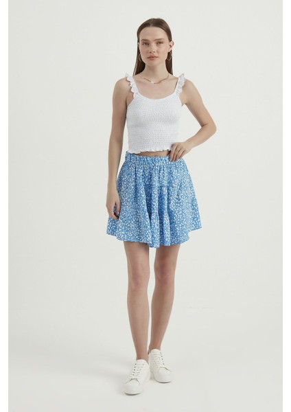 Kadın V Yaka Fermuarlı Crop Top White