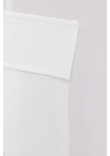 Kadın Ceplerle Detaylandırılmış Fermuarlı Midi Etek White