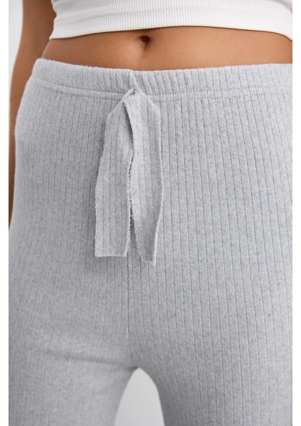 Kadın Rahat Lastikli Bel Jersey Pantolon Açık Gri