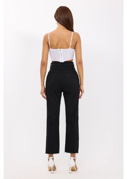 Kadın Sırt Detaylı Taş Süslemeli İnce Askılı Üst Beyaz