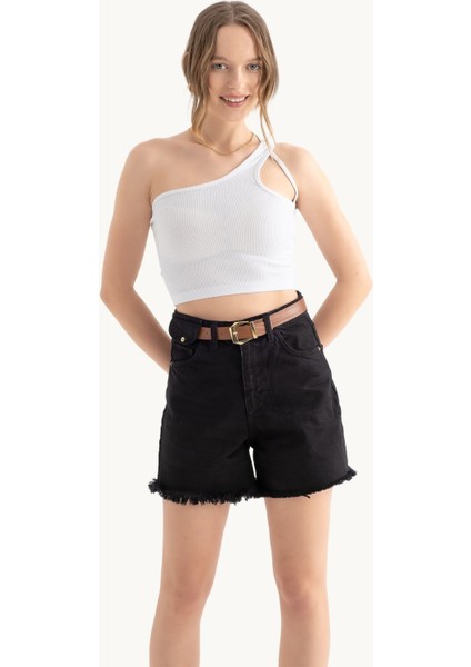 Kadın Tek Omuz Askısız Basic Crop Top White indirimleri