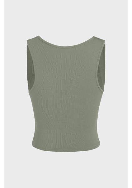 Kadın Drape Kare Yaka Bluz Green