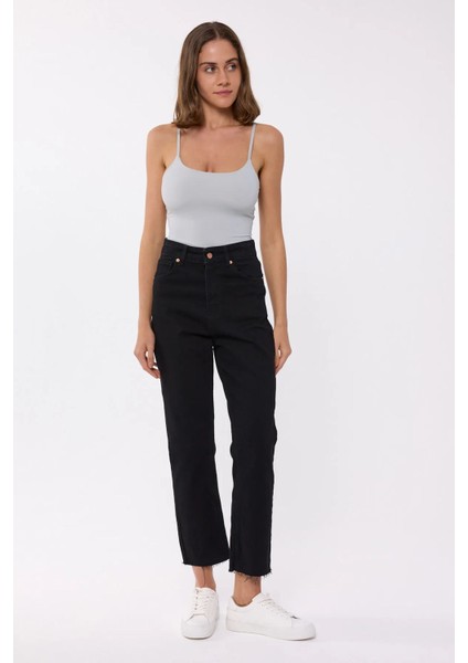 Kadın Temel Dokuma İnce Askılı Body Grey