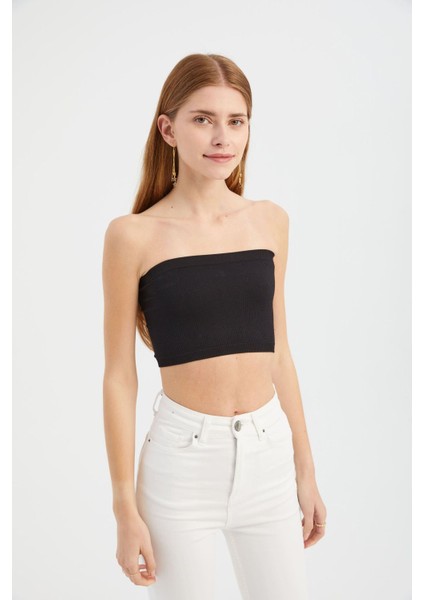 Kadın Askısız Temel Kısa Üst Black
