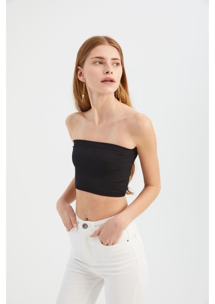 Kadın Askısız Temel Kısa Üst Black