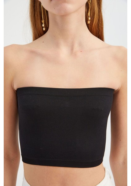 Kadın Askısız Temel Kısa Üst Black