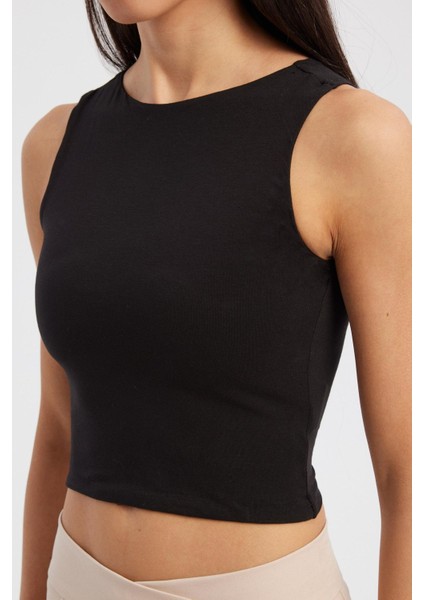 Kadın Yuvarlak Yaka Temel Tank Atlet Black