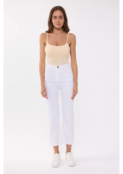 Kadın Temel Dokuma İnce Askılı Body Orange