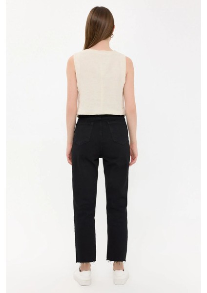 Kadın Desenli Kolsuz V Yaka Kürk Natural